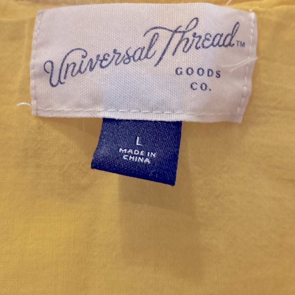 Universal Thread Yellow Pleated Tie Front Cotton Dress Size L - Picture 12 of 12